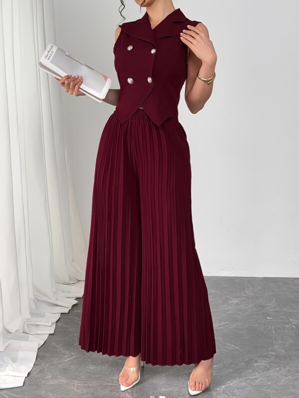 Women's Fashion Solid Color Vest Top and Stylish Long Skirt Pants Set