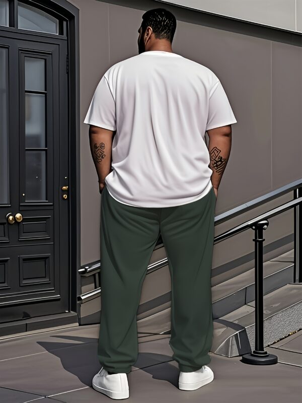 Two-Piece Set with Eagle Spread Wings Pattern Letter Print Short Sleeve Long Pants, Plus Size Men's Home Leisure Outdoor Sport Outfit, Comfortable Stretch Fabric, PLUS SIZE - Image 4