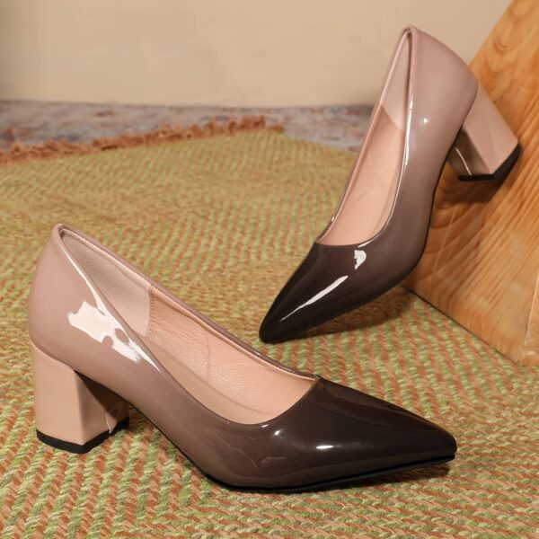 Elegant Women's Gradient Block Heel Pumps - Comfortable & Durable, Perfect for Work, Dates & Parties - Image 7