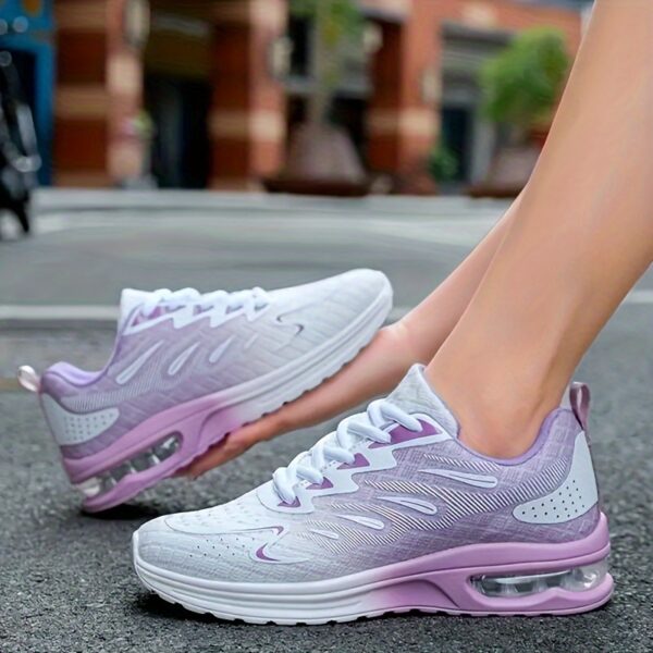 Women's Sporty Running Shoes, Ombre Color Lace-up Casual Sneakers With Air Cushion, Non-slip Breathable Mesh Walking Shoes - Image 4