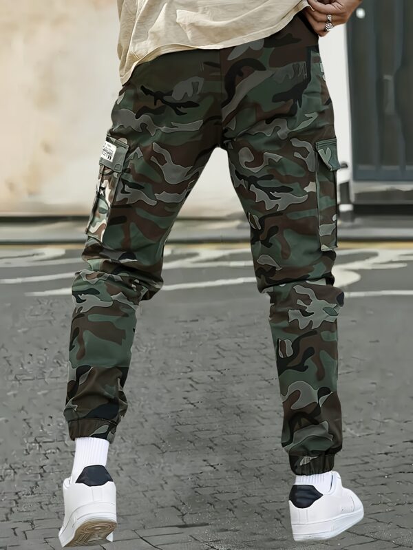 Men'S Camouflage Cargo Pants - Military Green/White/Khaki/Charcoal Grey, Multi-Pocket Ankle Cuff Design, Non-Stretch Fabric for Hiking, Hunting & Casual Wear - Machine Washable, Mid-Rise Drawstring Waist, Hiking Pants, Hunting Attire, Functional Pocket Design - Image 6