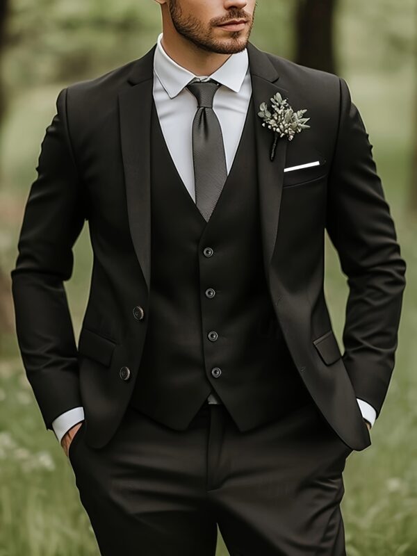 Men's Three-Piece Suit Set with Trousers and Vest, Suitable for Weddings and Important Occasions - Image 2