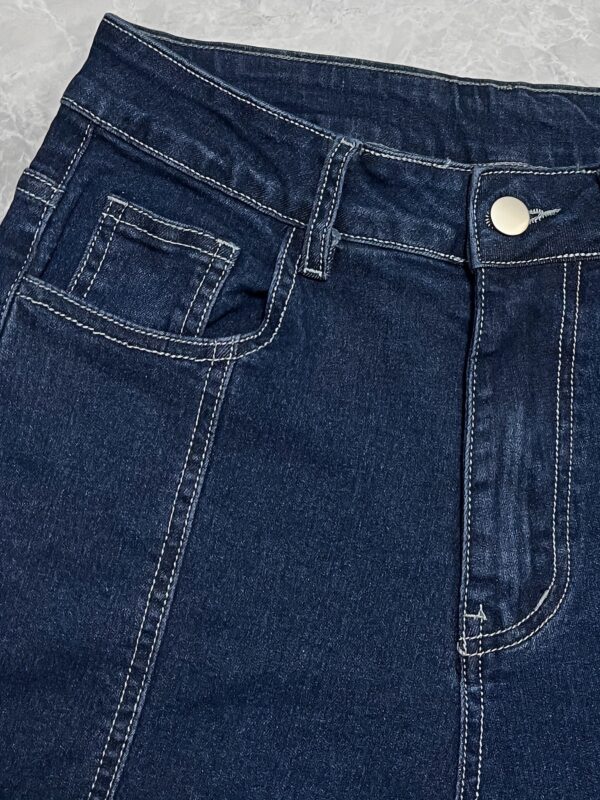 Women's High-Waist Wide-Leg Jeans - Stretch Denim in Dark Blue with Slant Pockets, Casual & Versatile, Machine Washable, Versatile Clothing|Highwaist Jeans|Durable Denim - Image 9