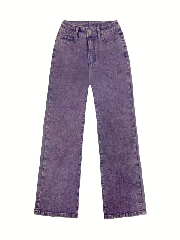 Women'S Stretchy Purple Denim Jeans - Elegant Straight-Leg Casual Pants with Pockets, Comfortable All-Season Wear for Work, Dates, Shopping, Camping & Casual Attire, Versatile Fashion, Medium Elasticity - Image 23