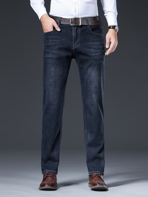 Men'S Premium Thick Straight-Leg Jeans for All Seasons - Image 6