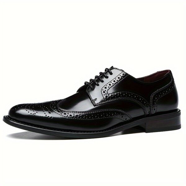 Men's Split Cow Leather Upper Wingtip Brogue Toe Oxford Shoes, Comfy Non Slip Casual Durable Formal Shoes, Men's Footwear - Image 7
