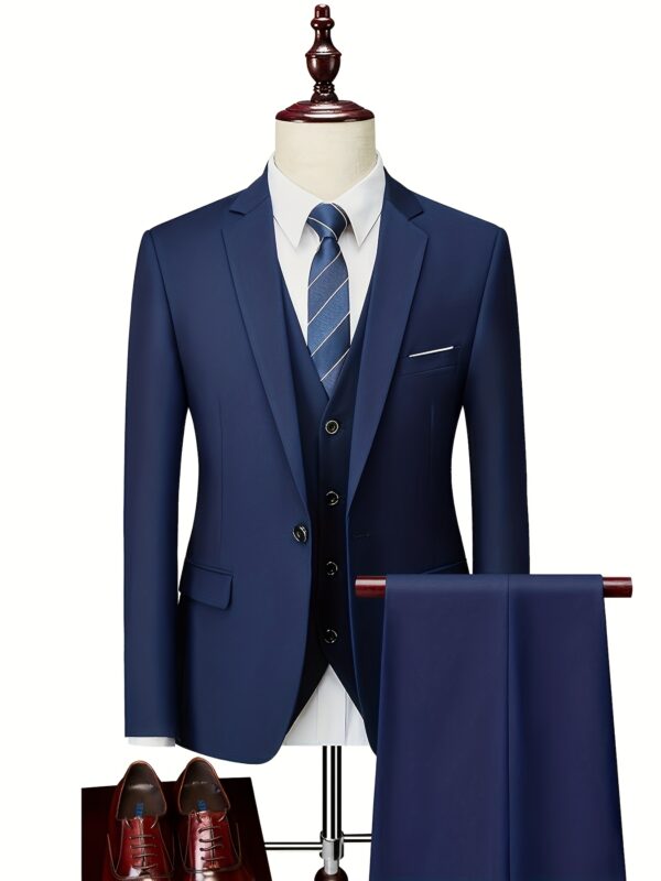 Men'S 3pcs Suit Set with Jacket, Trousers and Vest for Wedding, Party, or Formal Occasions Groom Groomsmen