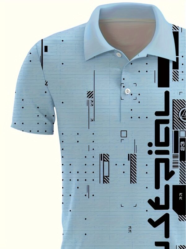 Men's Colorblock Pattern Print Short Sleeve Golf T-shirt For Summer - Image 9