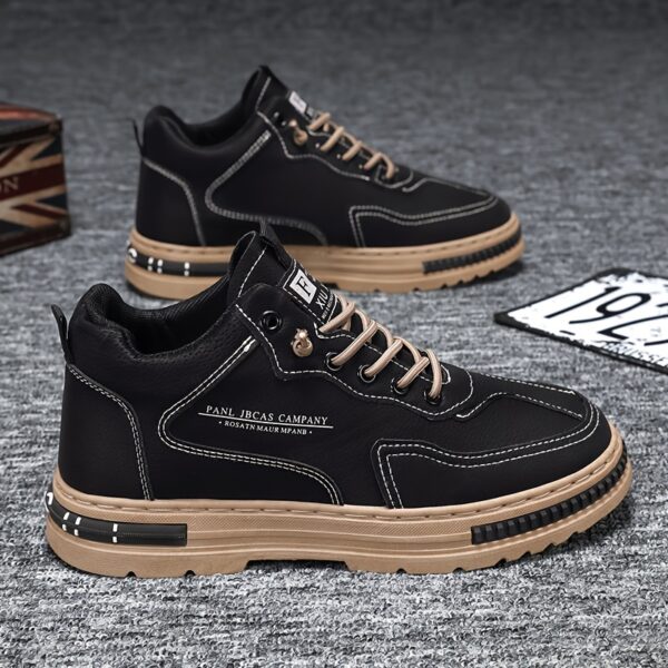 Men's Breathable Low-Top Sneakers - Versatile Lace-Up Shoes for Skateboarding, Work & Casual Wear, All-Season Comfort - Image 5