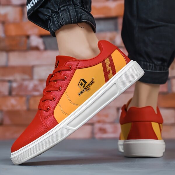 Men'S Low-Top Casual Sneakers - Red & Black Skate Shoes with "Prestige Lives" Graphic, Lace-Up, EVA Sole, Microfiber Synthetic Upper, Perfect for Everyday & Commuting, Ideal Christmas Gift, Everyday Casual Shoes| Bold Design Shoes|Synthetic Upper Sneakers - Image 18
