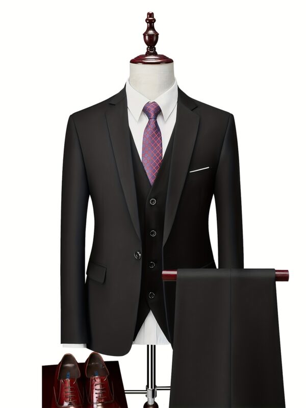 Men'S 3pcs Suit Set with Jacket, Trousers and Vest for Wedding, Party, or Formal Occasions Groom Groomsmen - Image 2