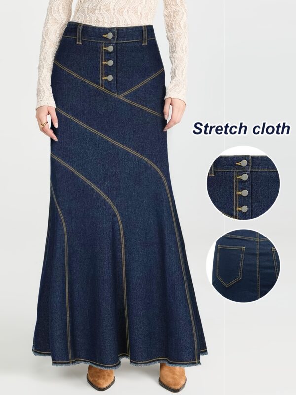 Elegant Style Mermaid Skirt with Decorative Button Lines, a Trendy Piece. - Image 4
