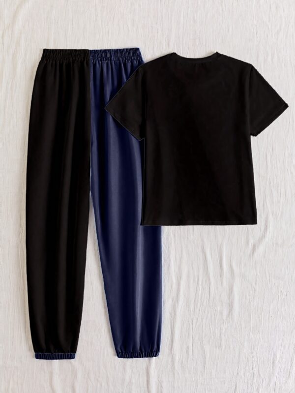 Ladies' Spring/Summer Casual Color blocked Short sleeved Pants Set -222- Round neck Short sleeved Top and Drawstring Pants Elegant and Loose, Women's Gift for Women, Suitable for Commuting, Going Out, Home, s - Image 14