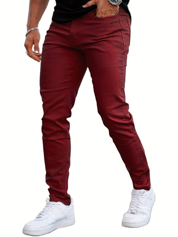 Men'S Slim-Fit Stretch Denim Jeans - Casual, Comfortable, and Stylish for Casual Attire, Dark Green, Medium Stretch, All-Season Wear, Comfortable Clothing | Slim Fit Jeans | Woven Texture - Image 8