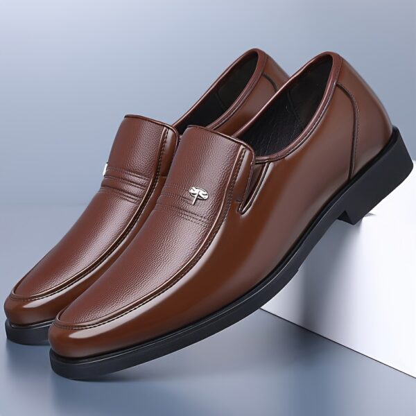 Genuine Leather Men's Breathable Business Formal Casual Shoes, Slip-Resistant Durable Large Size Slip-On Pointed Toe British Groom Wedding Shoes - Image 12