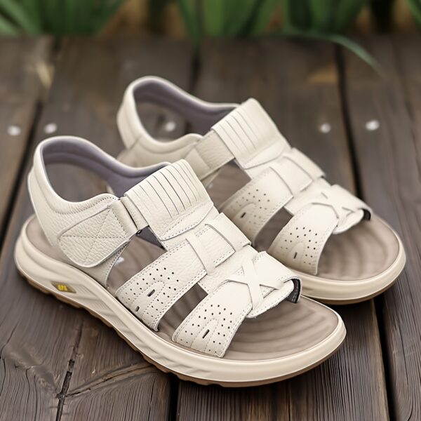 summer 2025 Men's lightweight Genuine Leather sports sandals with adjustable buckle straps, featuring exquisite Genuine Leather uppers and anti-slip durable soles. Available in 3 colors for all-day comfort and breathability, suitable for daily wear and outdoor commuting. Offers a full range of sizes (9 options) to fit various foot types, including water-friendly designs at an excellent value - Image 3