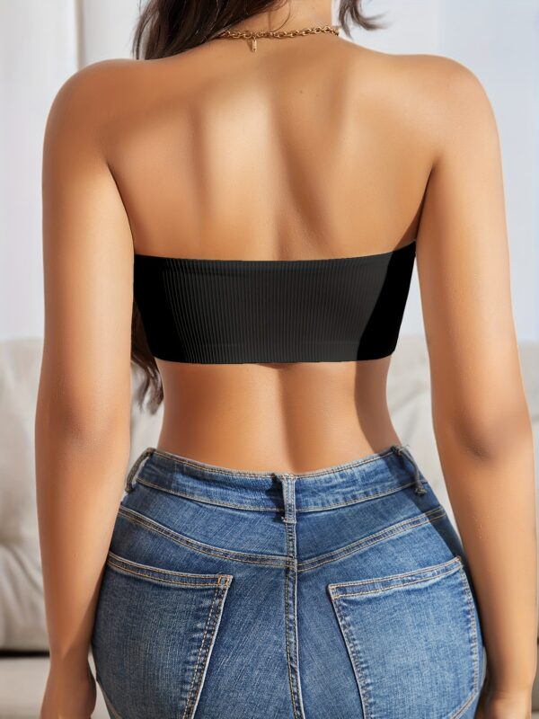 2pcs European Style Minimalist Wavy Edge Cutout Front Buckle Sexy Comfort Soft Cup Camisole with Pads Non-Slip Strapless Women's Bra - Image 5