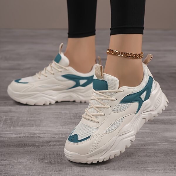 Women'S Lightweight & Breathable Sneakers - Versatile Lace-Up Low Top Design with Mesh & Microfiber Upper, EVA Sole, All-Season Comfort for Running & Casual Wear, Stylish Neutral Appearance, Allseason Sneakers|Neutral Style Sneakers|Eva Sole Sneakers - Image 2