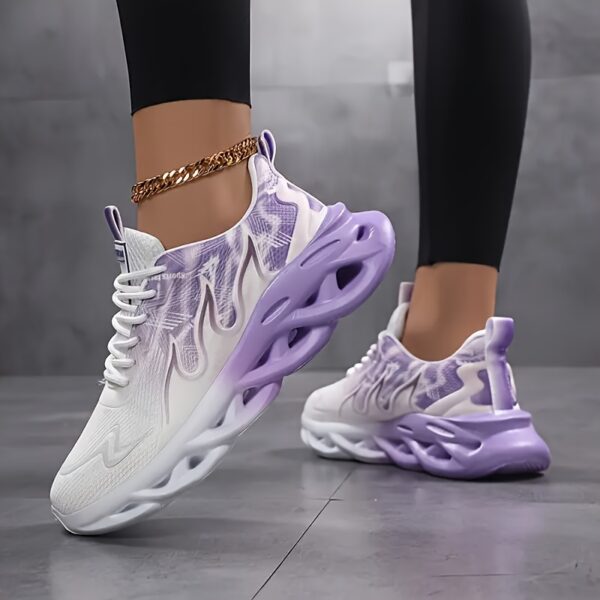 Women's Breathable Mesh Running Shoes - Gradient Pink & White Sporty Sneakers with Cushioned Phylon Sole, Comfortable Low-Top Design for Gym, Jogging, Travel & Casual Wear, Sleek Shoe Design, Cushioned Support - Image 6
