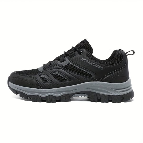 Men'S Breathable Low-Top Hiking Sneakers - Lightweight PU & Mesh Upper, Durable TPR Sole, Lace-Up Closure, All-Season Outdoor & Casual Shoes in Sizes 39-48 (Black), Hiking Boots, Trail Running Shoes, Sporty Hightops, Cushioned Support - Image 8