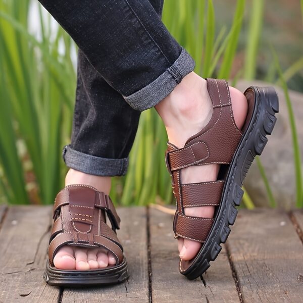 New Men'S Classic Casual Sandals for Summer 2025, Made of Top Layer Cowhide for Comfort And Durability, Versatile Beach Vacation Shoes for Middle-Aged And Elderly, Featuring Non-Slip, Wear-Resistant Soft Soles And Breathable Design, Available in Larger Sizes. - Image 7