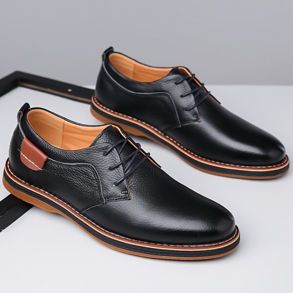 Men'S Genuine Cow Faux Leather Dress Shoes - Sleek Lace-Up Business Casual Footwear with Non-Slip Rubber Sole, Available in Navy Blue, Black, Olive Green, and Brown, All-Season Comfort, Faux Leather Lining, Perfect for Work, Parties, and Casual Attire, Versatile Dress Shoes | Sleek Shoe Design | Shoes - Image 6