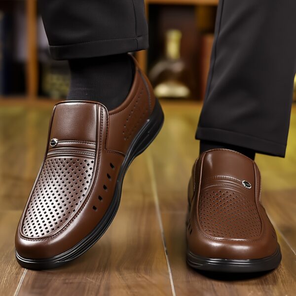 Plus Size Men's Classic Solid Colour Slip On Loafer Shoes, Comfy Non Slip Casual Durable Dress Shoes, Men's Footwear - Image 6
