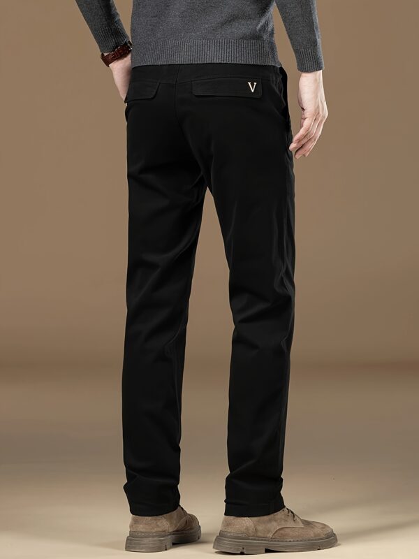 Men's Premium Cotton Straight Leg Pants - Soft, Breathable Beige Trousers for Business and Casual Wear, Classic Relaxed Fit with Button Closure - Image 9