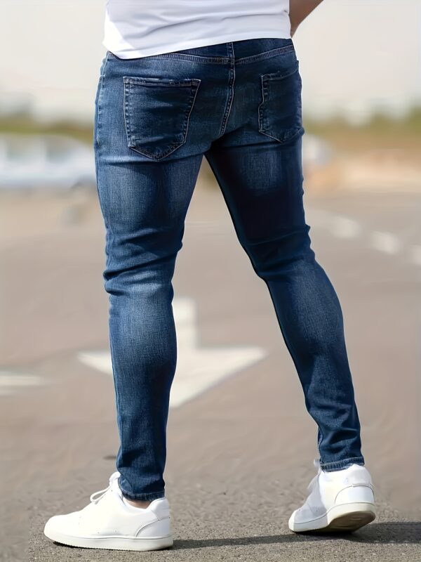 Best seller bestselling Men's jeans fashion new stretch comfortable slim Men's trousers dark wash blue gift light blue medium color wash blue classic four seasons spring summer autumn winter - Image 3