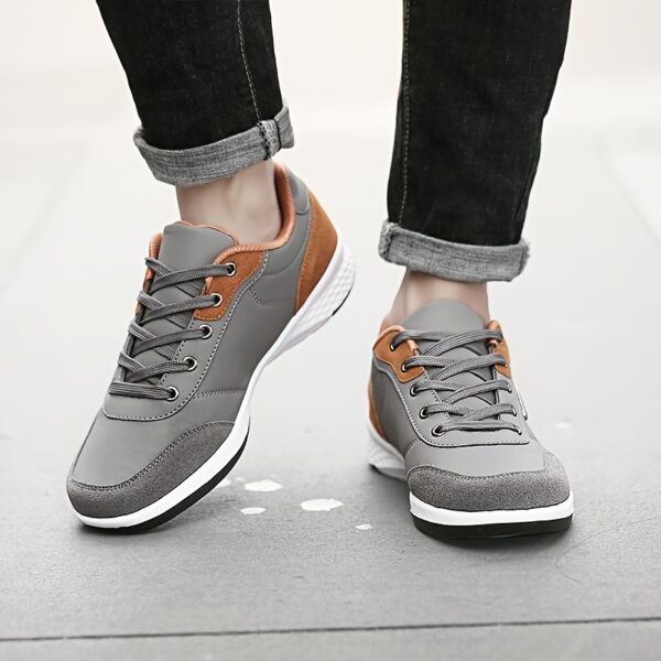 FAYWELLME Unisex Breathable Running Shoes - Lightweight Synthetic Synthetic Leather Sneakers with Cushioned MD Sole, Grey & Brown Accents, All-Season Comfort for Men & Women, Comfy Shoes, Casual Footwear, Stylish Contrast Accents, Comfortable Insole - Image 9