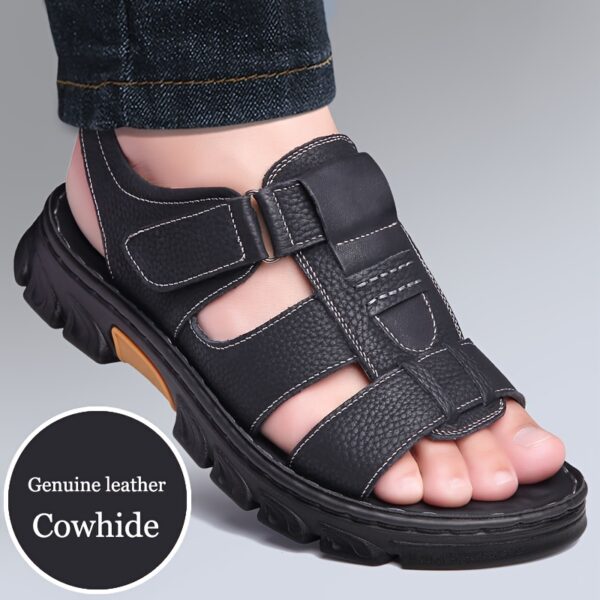 New Men'S Classic Casual Sandals for Summer 2025, Made of Top Layer Cowhide for Comfort And Durability, Versatile Beach Vacation Shoes for Middle-Aged And Elderly, Featuring Non-Slip, Wear-Resistant Soft Soles And Breathable Design, Available in Larger Sizes. - Image 2