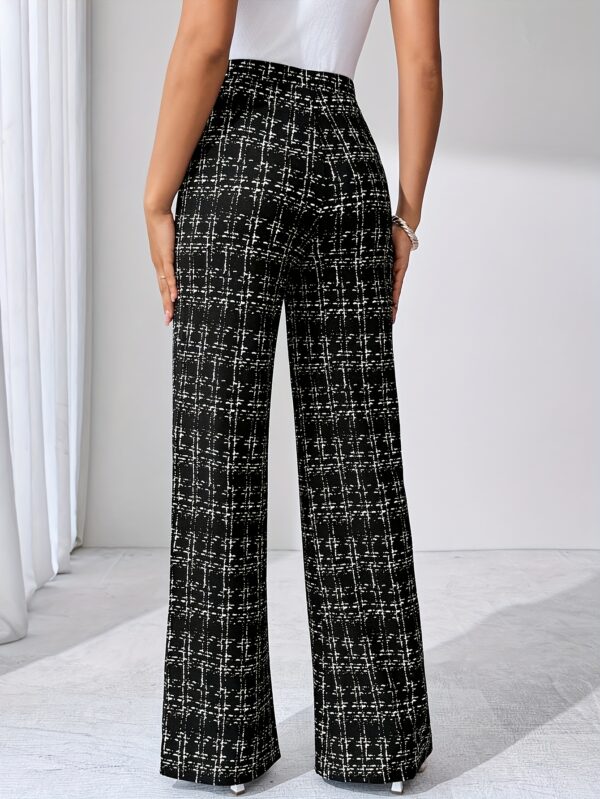 Women'S Black and White Tweed Straight Leg Pants - High-Waisted, Casual Style, Perfect for Spring/Summer/Fall, Versatile for Work & Leisure, Versatile Clothing | Casual Chic | Tight Fitting Pants - Image 5