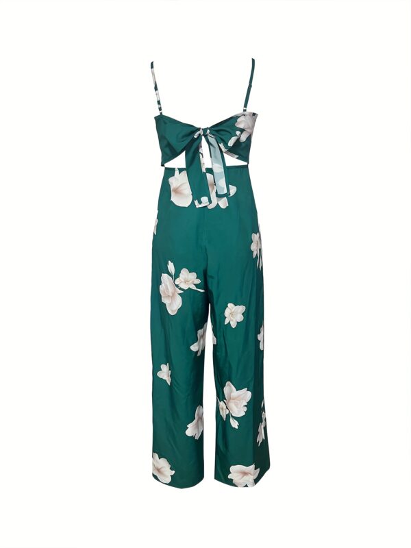 Elegant Floral Print Women'S Jumpsuit - Sleeveless Wide-Leg Romper with Tie-Waist Detail, Vibrant Red & White Hibiscus Design, Perfect for Summer Outings, Adult Fashion, Casual Summer Wear | Floral Print Jumpsuit | Wideleg Jumpsuit - Image 6
