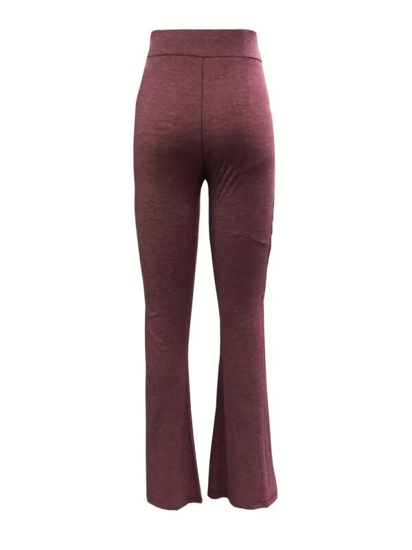 Nini Women's High-Waisted Flared Pants with Side Cross Strap Cut-Out Design - Solid Color Casual Trousers, Medium Stretch Machine-Washable Fabric for Spring Summer Fall, Versatile for Home, Commute & Outings, Cute Pants, Home Wear Trousers, Comfortable Fit Trousers - Image 4