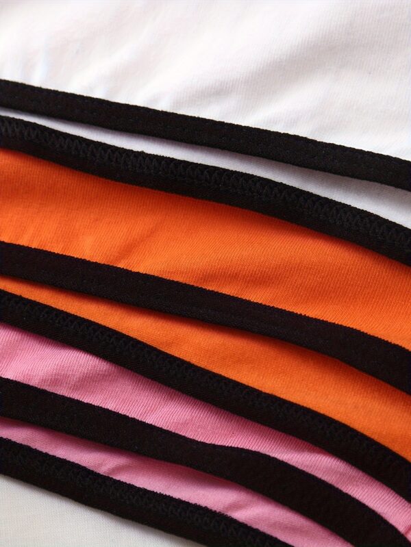 5pcs Women's Boxer Briefs - Quick-Dry, Breathable, Anti-Slip Underwear with Stretchy Waistband in Mixed Colors (Orange, Pink, Black, White) - Comfortable & Stylish for Casual Attire, Autumn Winter Underwear | Minimalist Design | Elastane Blend - Image 8