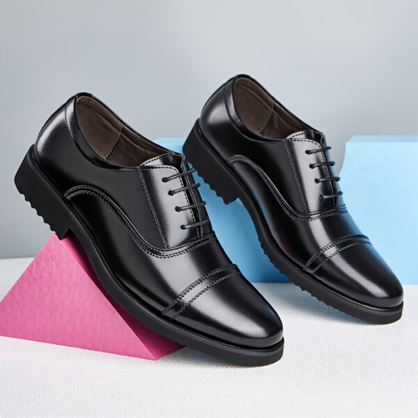 Men'S Genuine Dress Shoes 2025 New Model - Soft Sole Non-Slip Three-Joint Wedding Shoes with Lace-Up Closure, Black Formal Dress Shoes for Business, Casual & Beach Wear, Wedding Shoes, Business Casual Footwear, Classic Dress Shoes, Durable Rubber Sole - Image 2