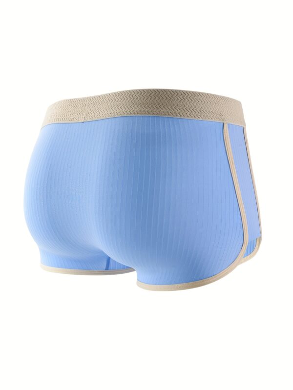 3pcs Men's Boxer Briefs - Breathable Mid-Rise Underwear with Elastic Waistband, Soft Stretch Polyester-Spandex Blend, Non-See-Through Knit Fabric, Solid Colors (Light Blue/Beige/White/Light Khaki) - Machine Washable, Everyday Comfort, Minimalist Design, Durable Construction, High Elasticity - Image 8