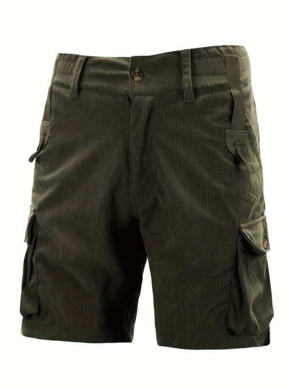 Men'S Corduroy Cargo Shorts with Multiple Pockets - Olive Green, Comfortable & Breathable, Casual Style, Mid-Rise, Perfect for Outdoor Activities, Casual Outdoor Shorts | Midrise Shorts | Durable Fabric Shorts - Image 8