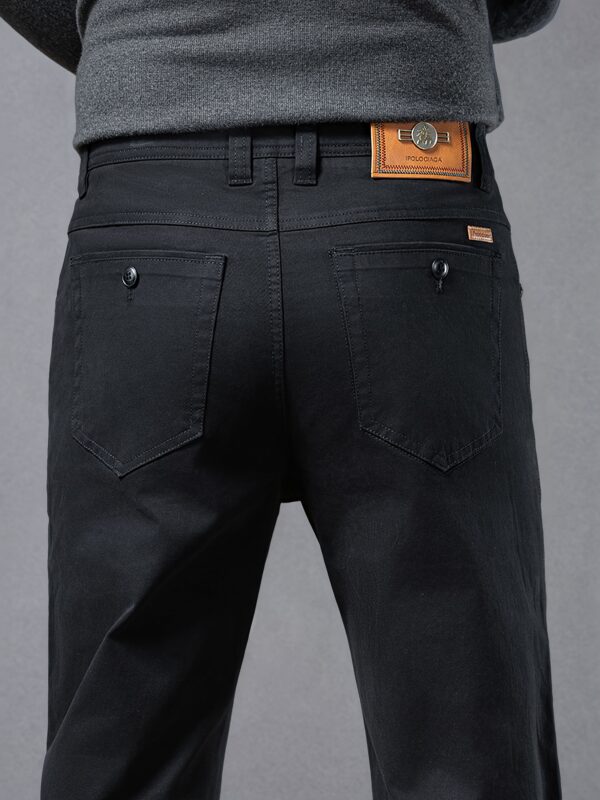 Men'S Classic Mid-Waist Casual Pants - 100% Woven Fabric with Slight Stretch, Solid Color, Button Fly, Regular Fit for Spring/Fall - Comfortable for Work, Weekend, and Business Occasions - Image 3