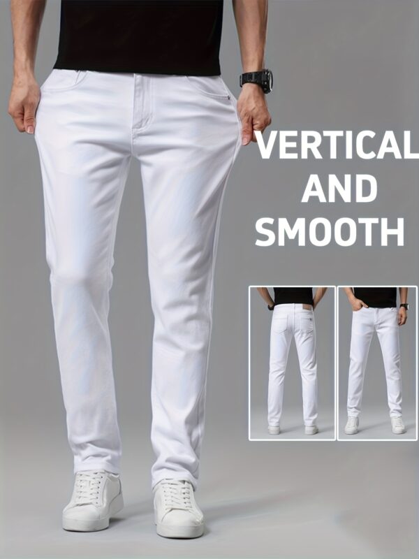 A Pair of Men'S Casual Trousers, Lightweight Business Regular Style White Breathable And Wrinkle- Resistant Fashion Straight-Leg Golf Trousers, Four Seasons Casual Western Trousers, Lightweight And Comfortable, Suitable for Office And Daily Wear - Image 8