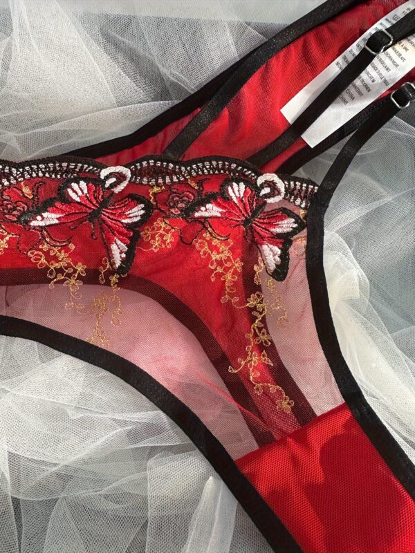 Butterfly Embroidery Lace Asymmetrical Panties for Women, Polyester and Elastane Blend, Sexy Low-Rise Briefs, Light Support Knit Fabric Underwear with Scallop Detail - Image 7