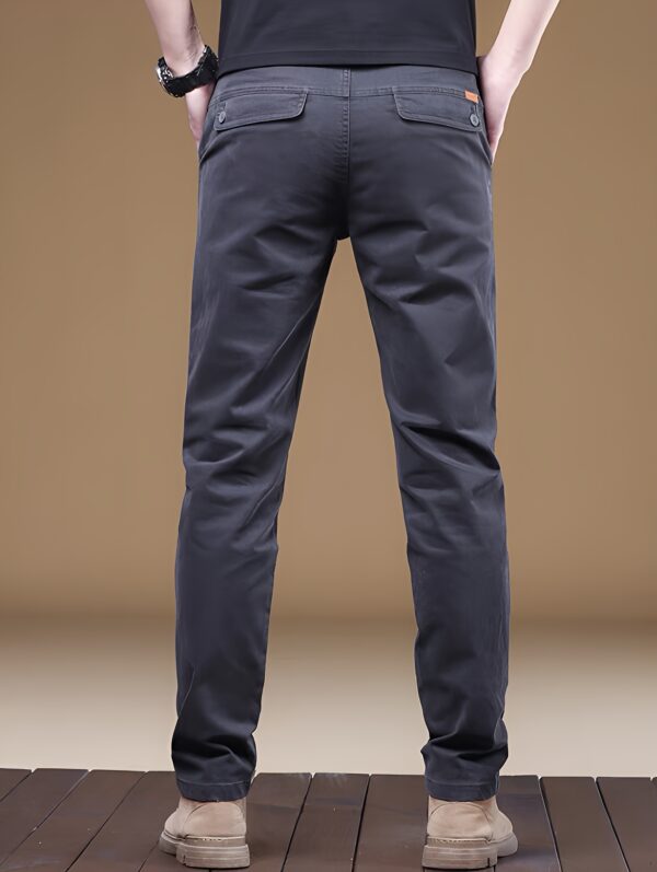 Men'S Slim-Fit Cotton Casual Pants - Classic Straight-Leg Design, Thick Stretch, Solid Black, Business Casual Trousers for All Seasons, Comfortable and Stylish, Allseason Trousers | Straight Leg Pants | Cotton Pants - Image 8