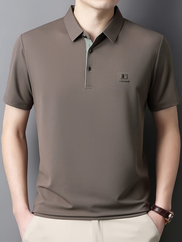 Men'S Casual Summer Short Sleeve Polo Shirt with Alphabet Pattern, Lightweight Polyester, Button-Up Collar, Regular Fit - Ideal for Daily Wea - Image 10