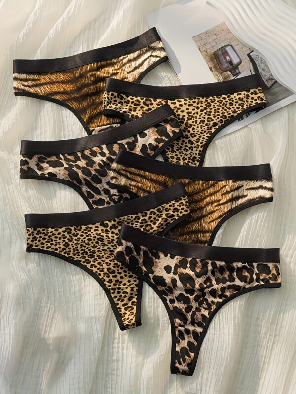 6pcs leopard print zebra print Women's thong Simple sport underpants