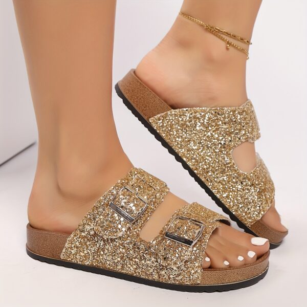 Spring and Summer Women's Fashion Flat Slippers, Soft Sole Lightweight Buckle Adjustable Sandals - Home Outdoor Beach Shoes - Image 2