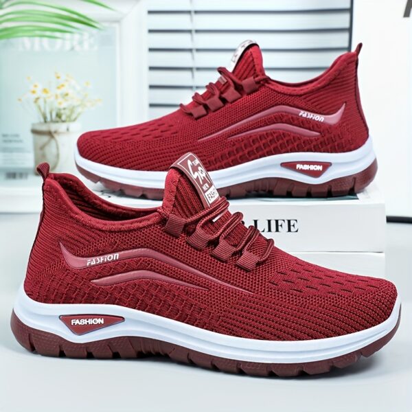 Women's casual sneakers, breathable knit upper, solid color design, versatile and simple style, suitable for running, fitness, hiking, all-season wear - Image 9
