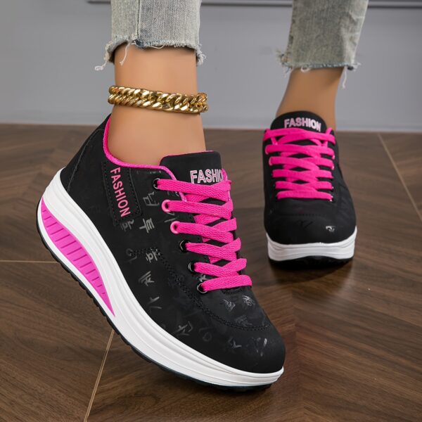 Women's Platform Sneakers, Casual Lace Up Outdoor Shoes, Comfortable Low Top Sport Shoes Autumn Shoe - Image 6