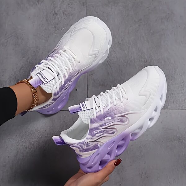 Women's Breathable Mesh Running Shoes - Gradient Pink & White Sporty Sneakers with Cushioned Phylon Sole, Comfortable Low-Top Design for Gym, Jogging, Travel & Casual Wear, Sleek Shoe Design, Cushioned Support - Image 7
