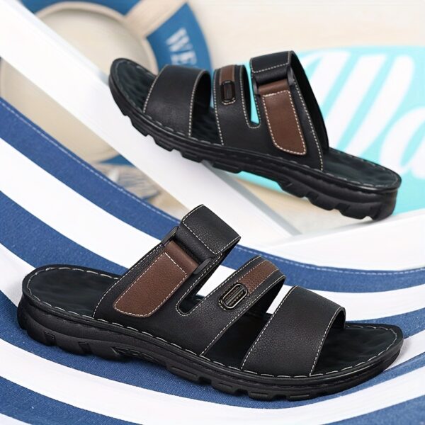 2025 New Men'S Double Buckle Sandals - Color Block Non-Slip Outdoor Casual Shoes, Men'S Hard Sole Beach Shoes, Breathable and Durable Bathroom Slippers, Calm Style Sport Sandals - Image 10