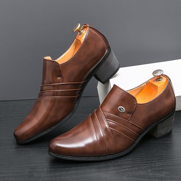 Men'S Formal Dress Shoes, Solid Color Low Top Pointed Toe, All-Season Slip-On Outdoor Footwear, Upper & Lining, Rubber Sole, Wedding Banquet Party Shoes - Image 2